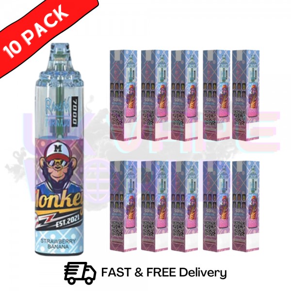 Strawberry Banana - Tornado 7000 Puff Bar R and M Pack Of 10 Vape Pen