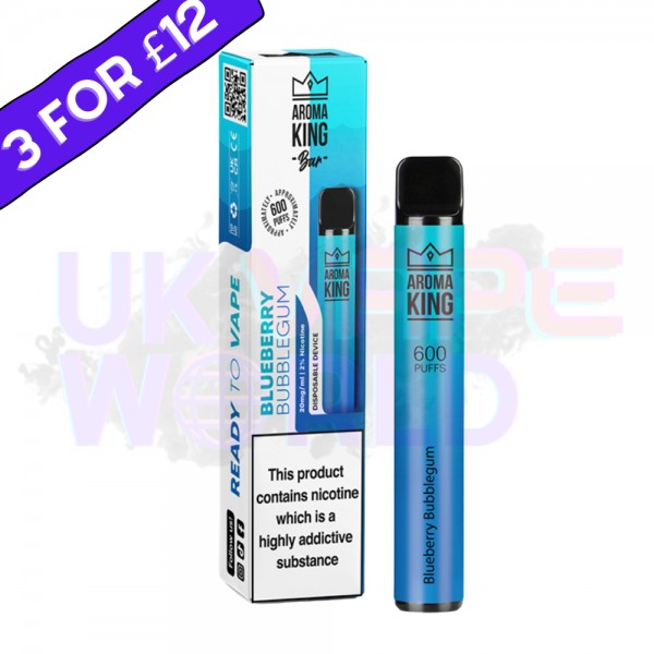 Blueberry Bubblegum By Aroma King 600 Puffs Disposable