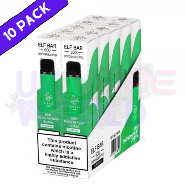 Elf Bar 600puff - Kiwi Passion Fruit Guava Box of 10