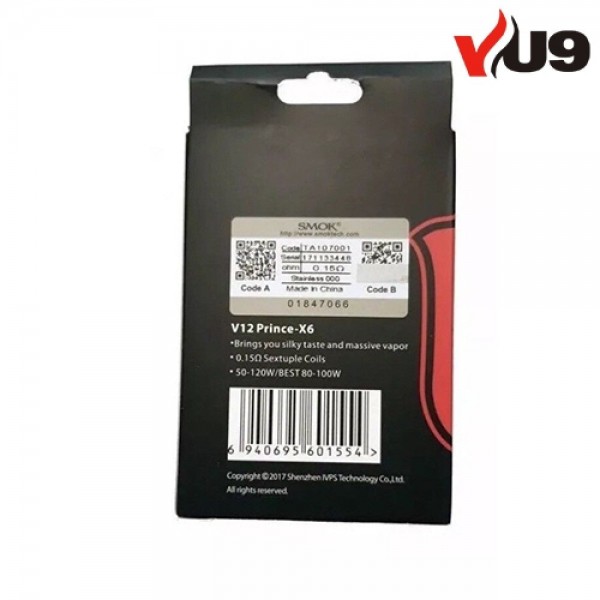 Smok TFV12 Prince-X6 Sub Ohm Coils Pack of 3